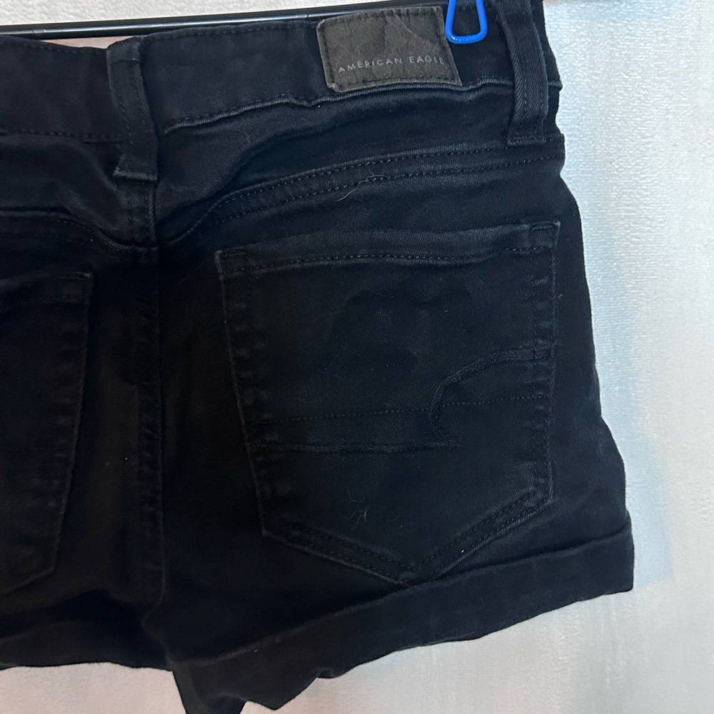 American Eagle Ne(X)T level stretch black shorts 00 womens denim shorts black